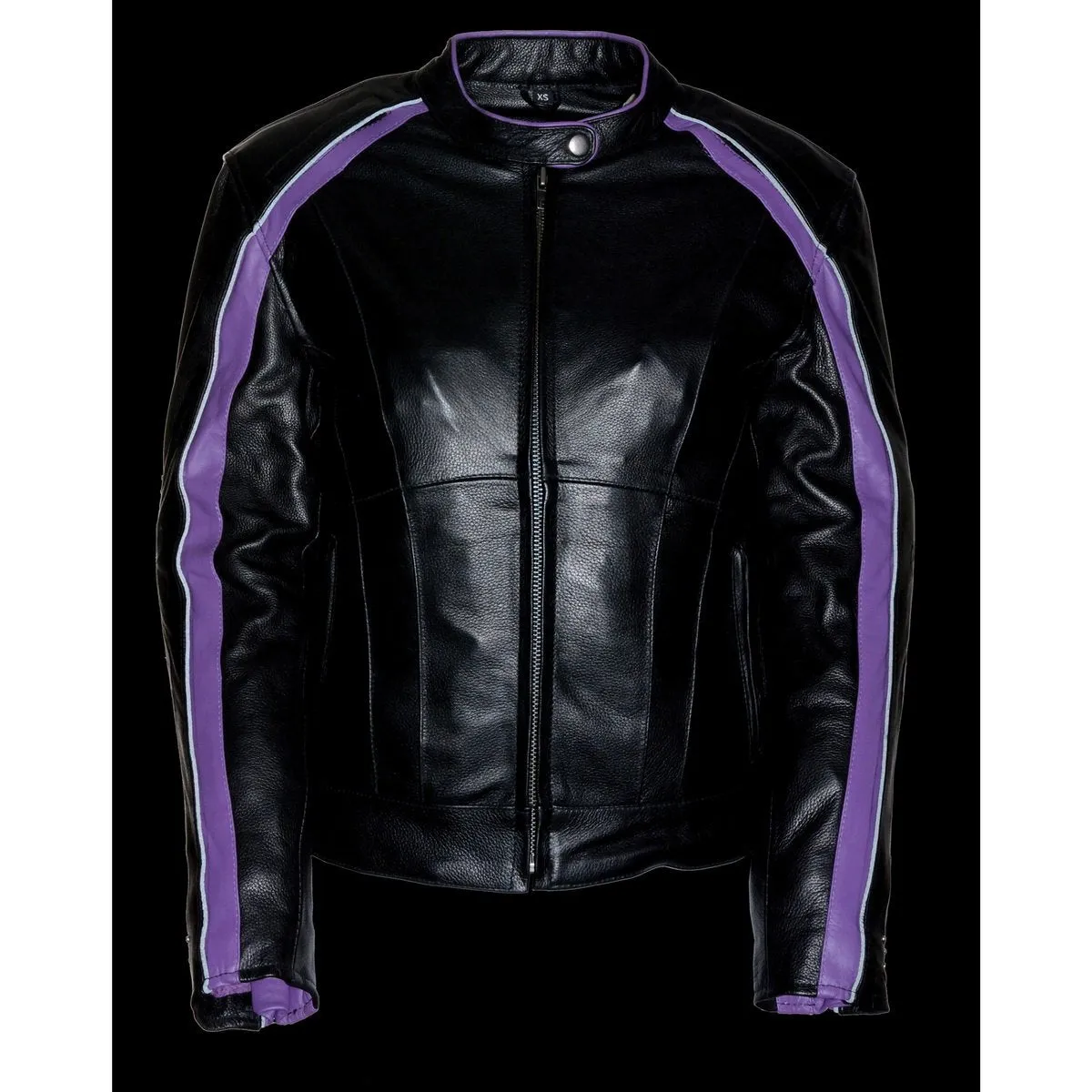 Milwaukee Leather ML1952 Women's Black and Purple Embroidered and Stud Design Scooter Jacket