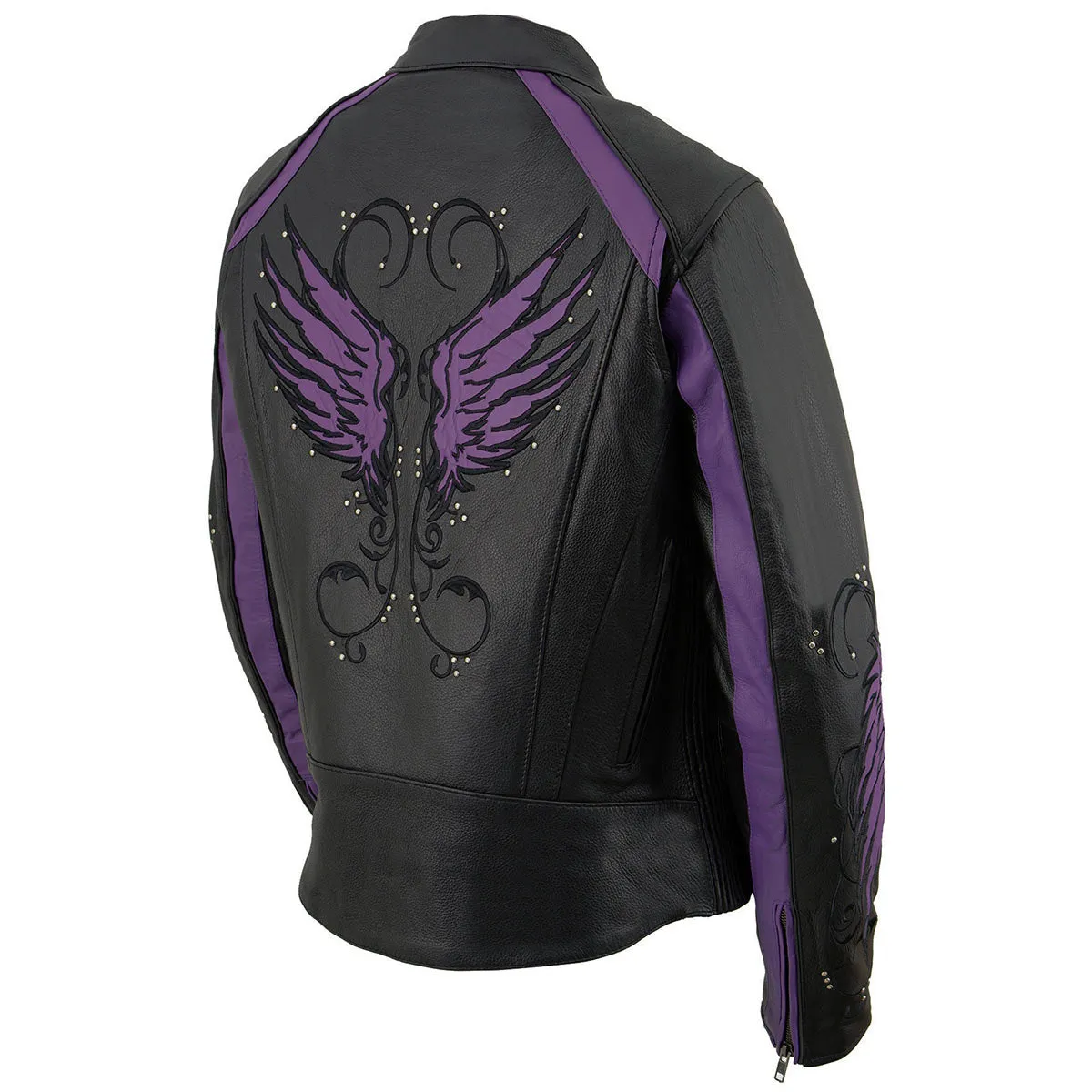 Milwaukee Leather ML1952 Women's Black and Purple Embroidered and Stud