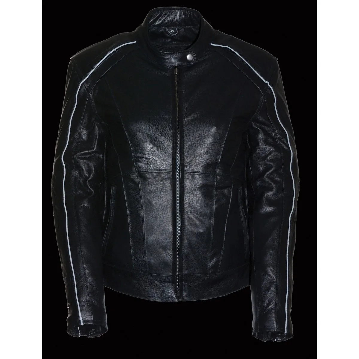 Milwaukee Leather ML1952 Women's Black 'Embroidered Wing and Stud Design' Leather Scooter Jacket