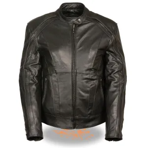 Milwaukee Leather ML1952 Women's Black 'Embroidered Wing and Stud Design' Leather Scooter Jacket