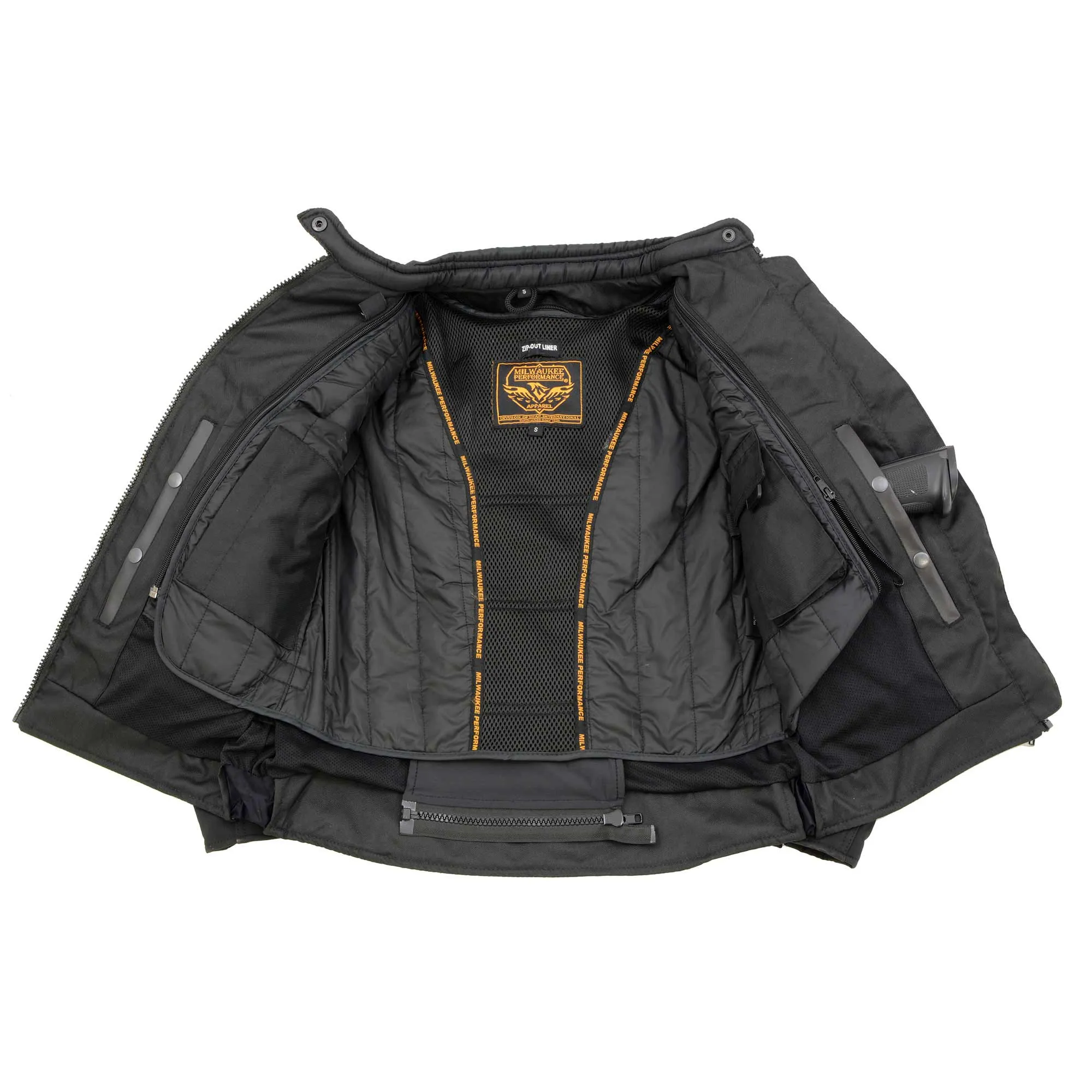 Milwaukee Leather MPL2775 Black Armored Textile Motorcycle Jacket for Women - All Season Jacket w/ Removable Liner