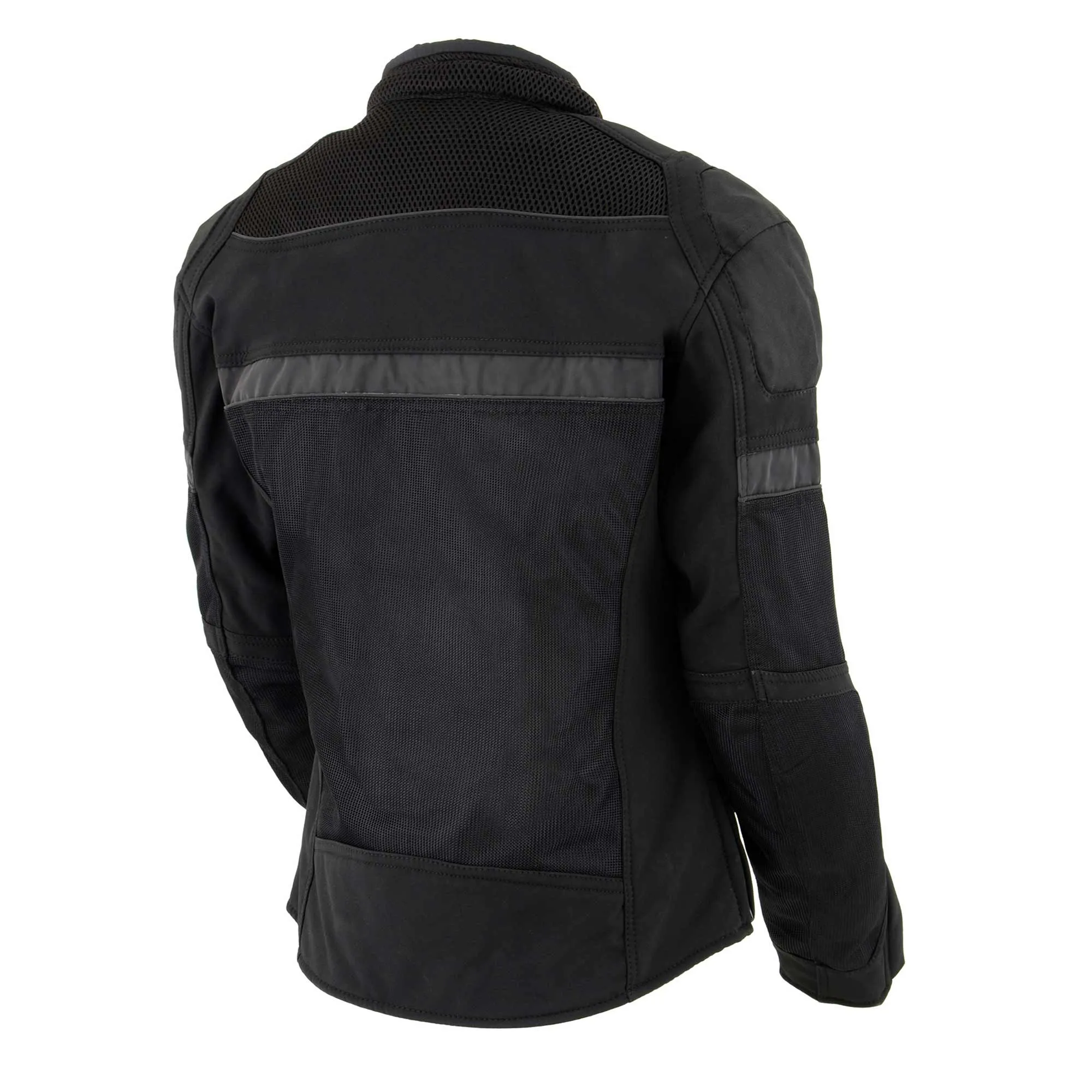 Milwaukee Leather MPL2775 Black Armored Textile Motorcycle Jacket for Women - All Season Jacket w/ Removable Liner