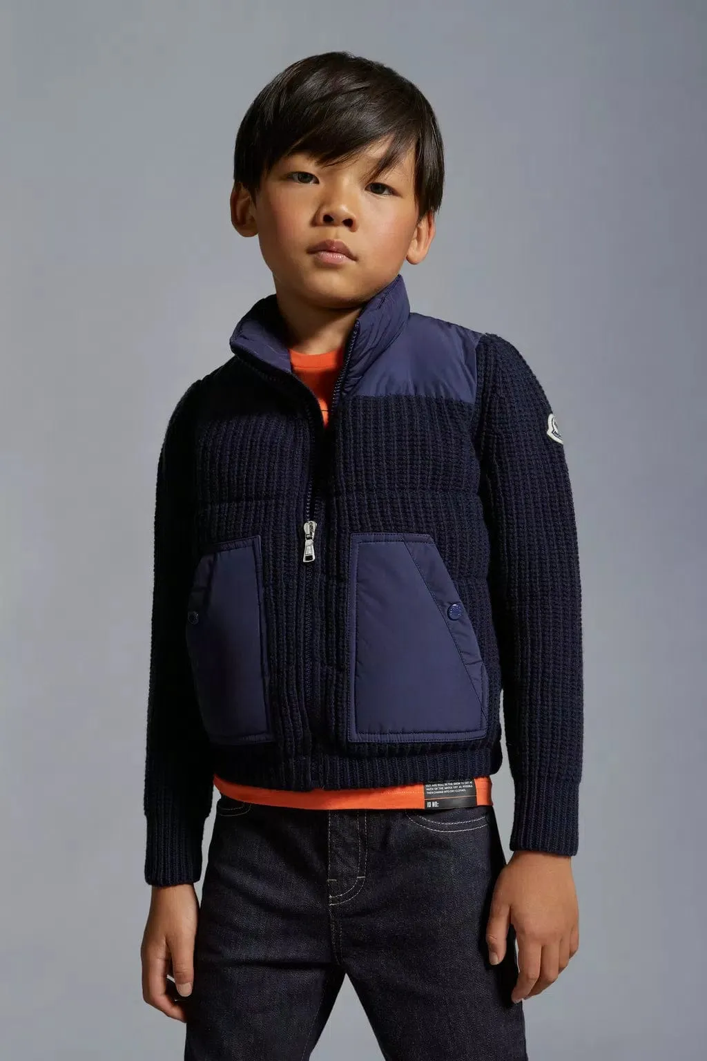 Moncler Enfant Boys Down Padded Cardigan in Navy