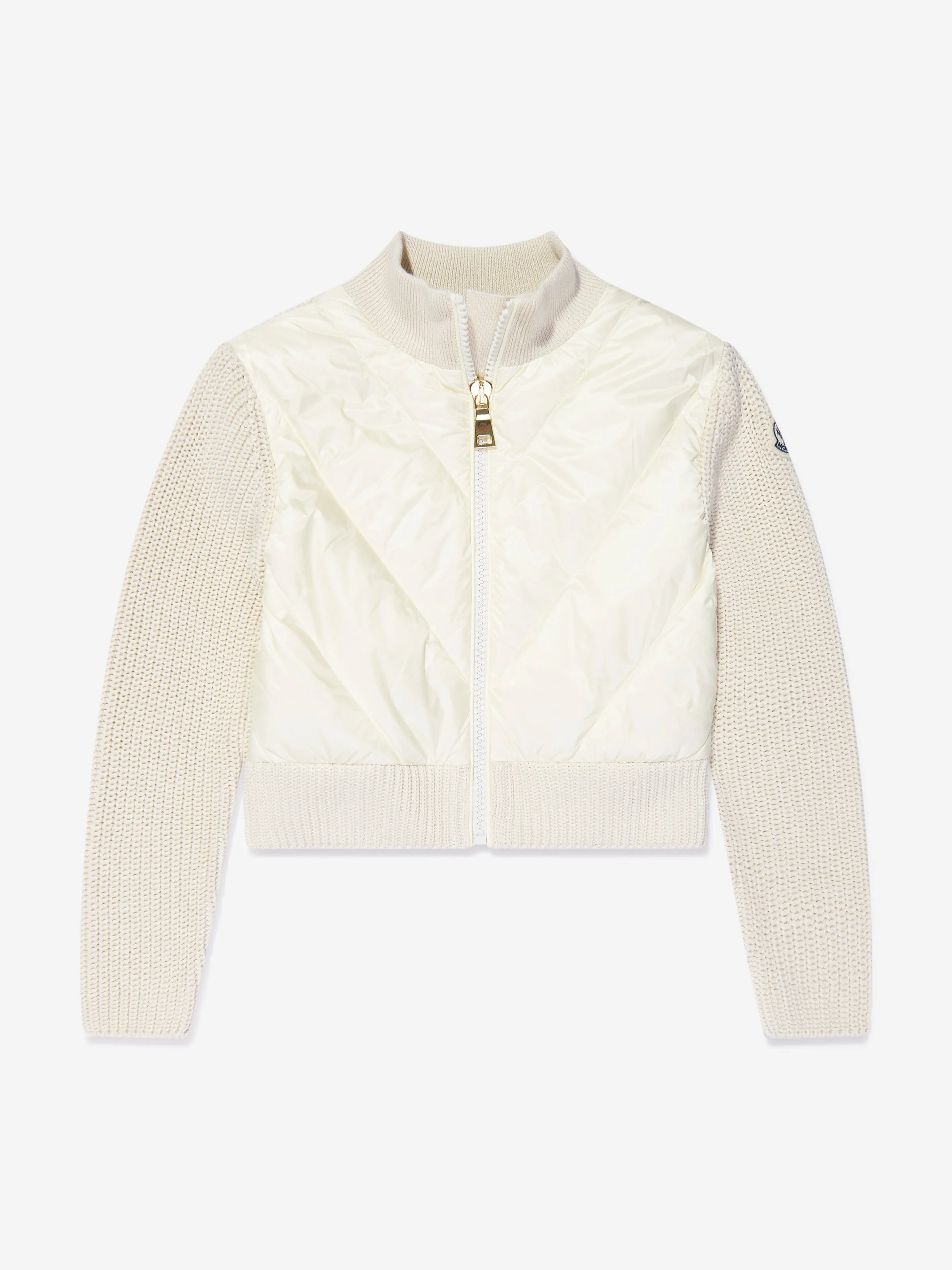 Moncler Enfant Girls Down Padded Zip Up Cardigan in Cream