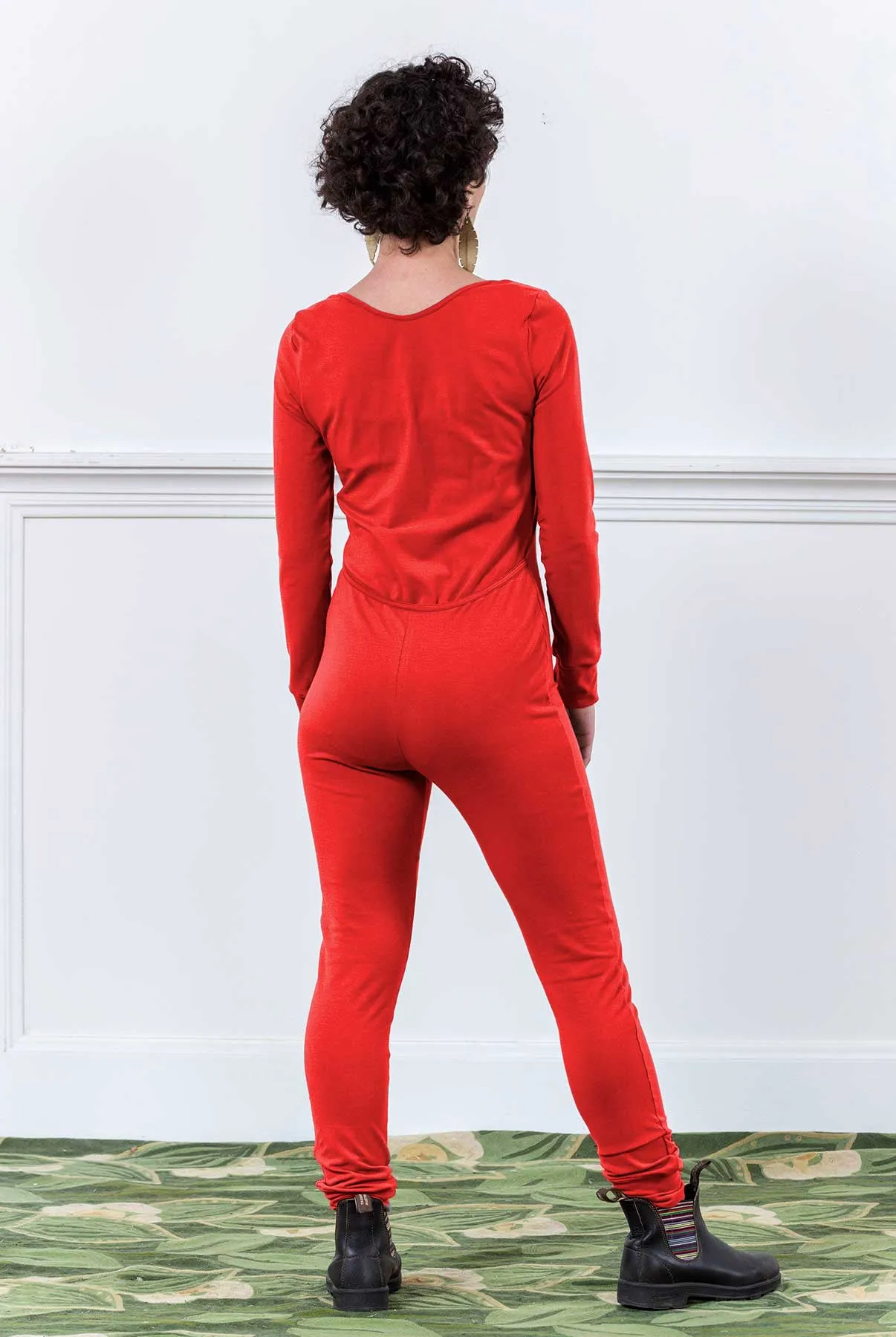 MoonEaze™ Red Bamboo Organic Cotton Knit Women's One Piece Thermal