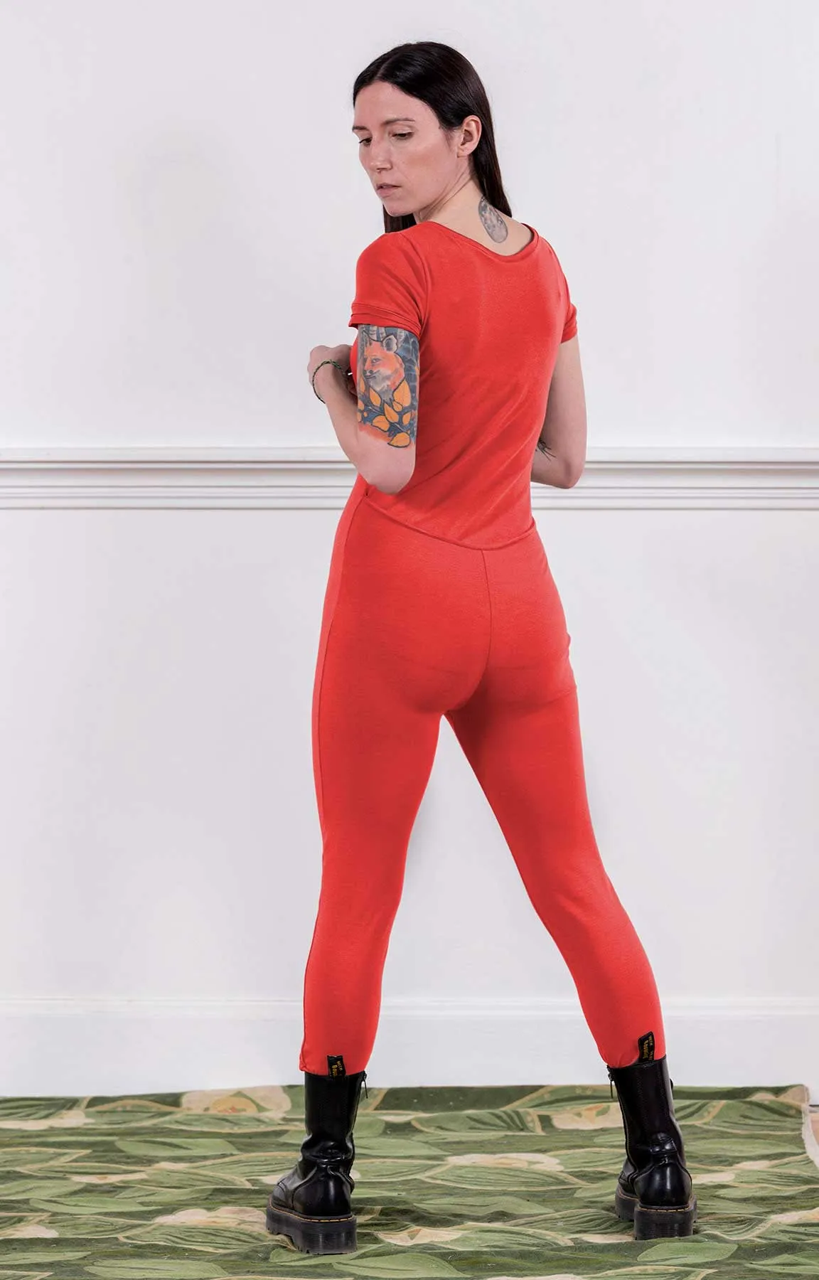 MoonEaze™ Red Bamboo Organic Cotton Knit Women's One Piece Thermal