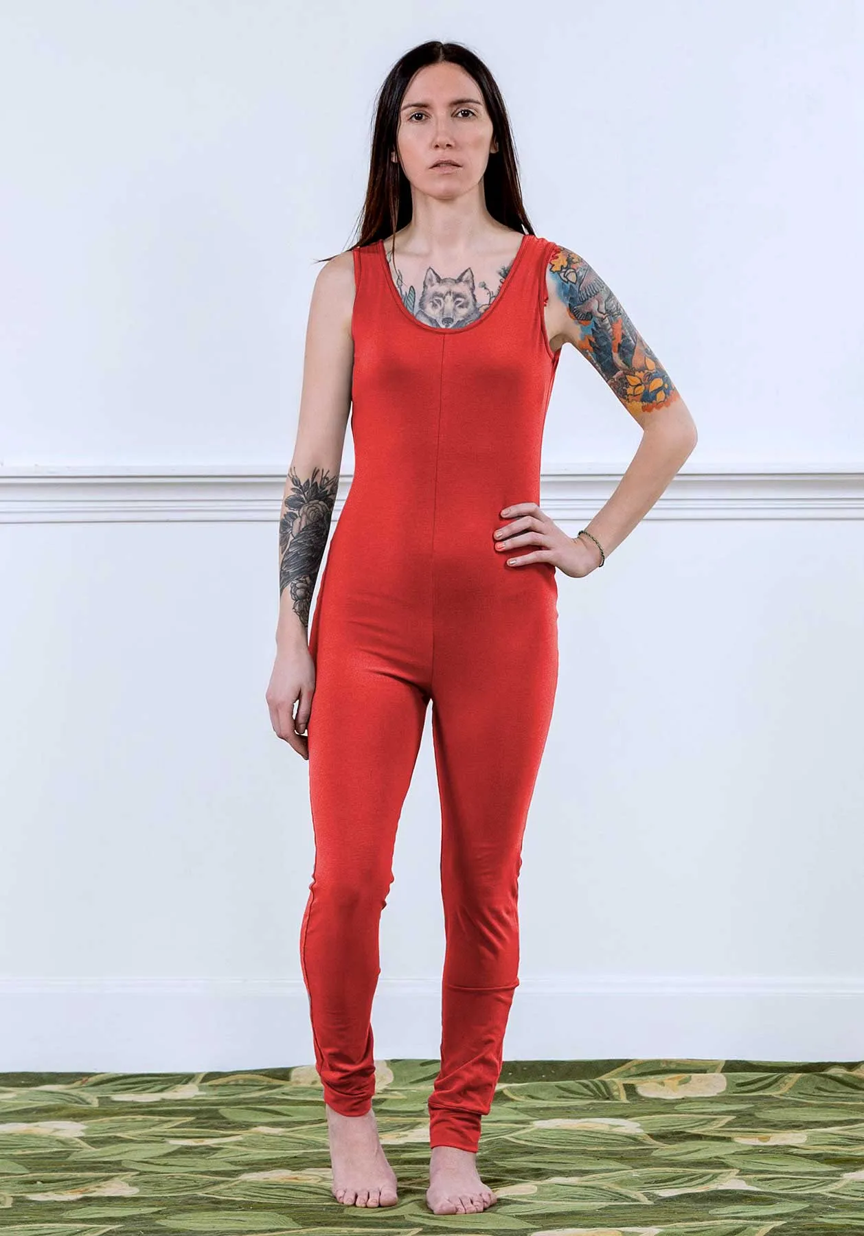 MoonEaze™ Red Bamboo Organic Cotton Knit Women's One Piece Thermal