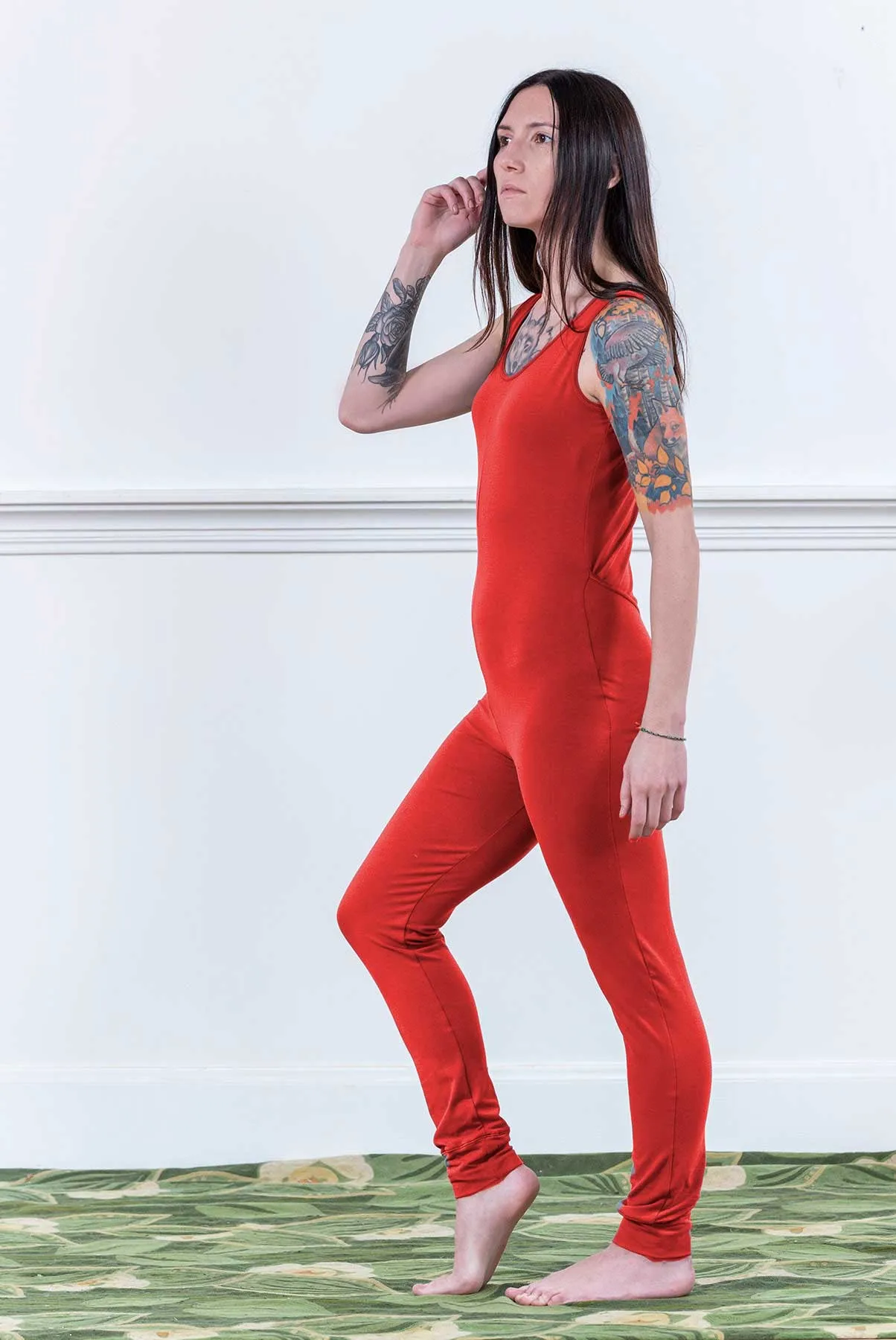 MoonEaze™ Red Bamboo Organic Cotton Knit Women's One Piece Thermal