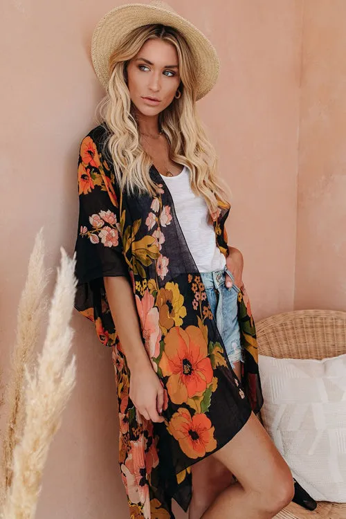 Morning Sunshine Beach Floral Printed Kimono - 3 Colors