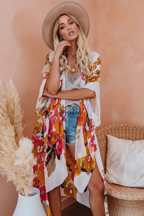 Morning Sunshine Beach Floral Printed Kimono - 3 Colors