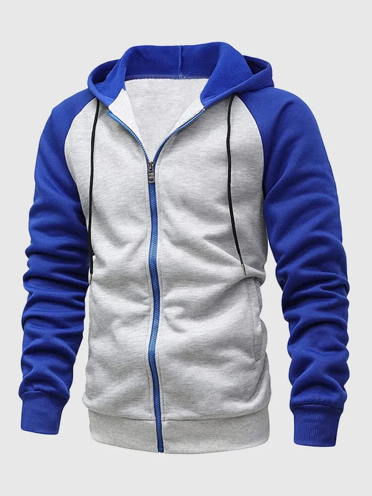 Multi-color Zipper Padded Hooded Sweatshirt