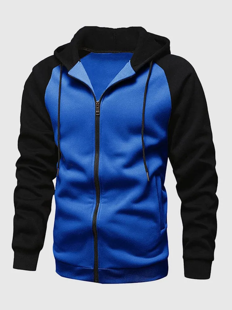 Multi-color Zipper Padded Hooded Sweatshirt