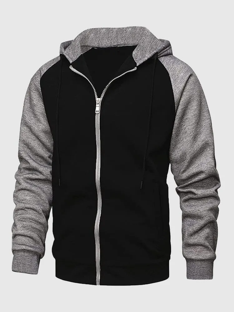 Multi-color Zipper Padded Hooded Sweatshirt