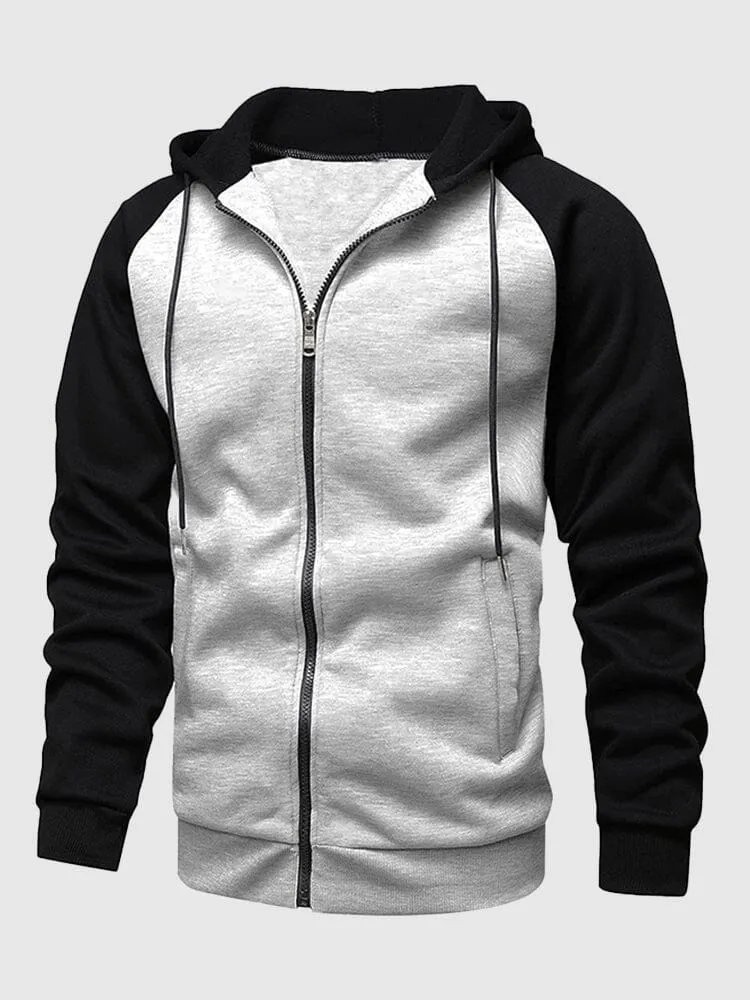 Multi-color Zipper Padded Hooded Sweatshirt