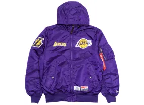 New Era Alpha Industries Los Angeles Lakers Hooded MA1 Jacket