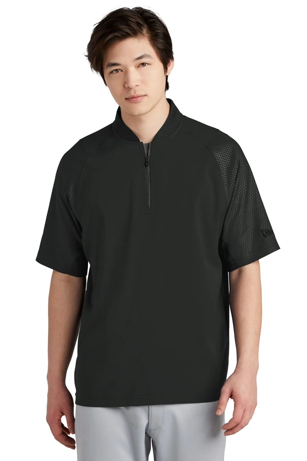 New Era Cage Short Sleeve 1/4-Zip Customized Jackets, Black