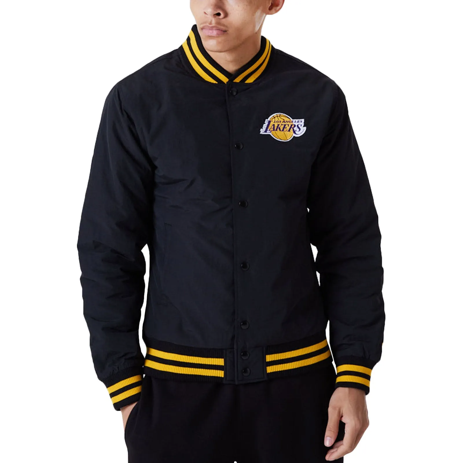 New Era LA Lakers NBA Team Logo Bomber Jacket - Black