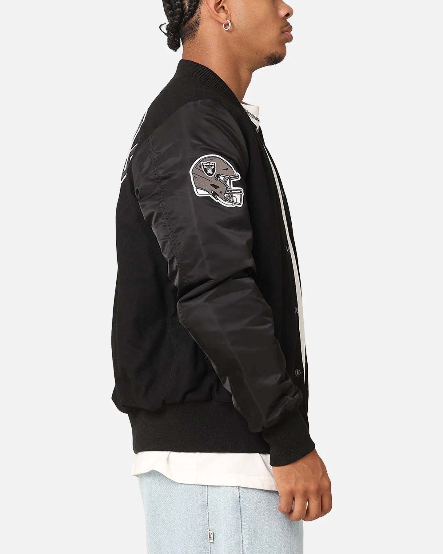 New Era Las Vegas Raiders Alpha Industries MA-1 Wool Varsity Jacket Black