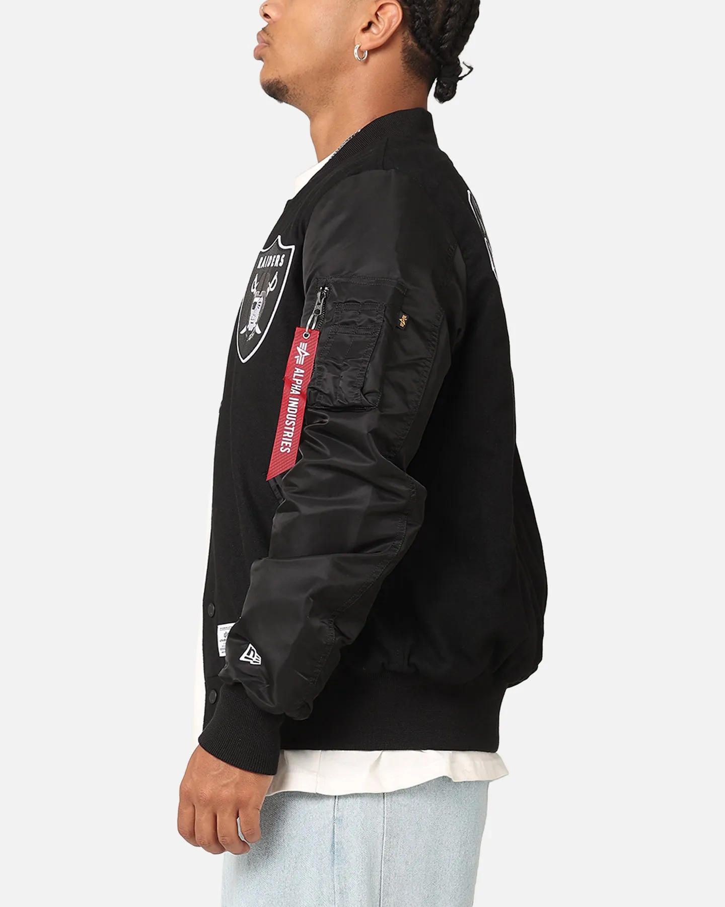 New Era Las Vegas Raiders Alpha Industries MA-1 Wool Varsity Jacket Black