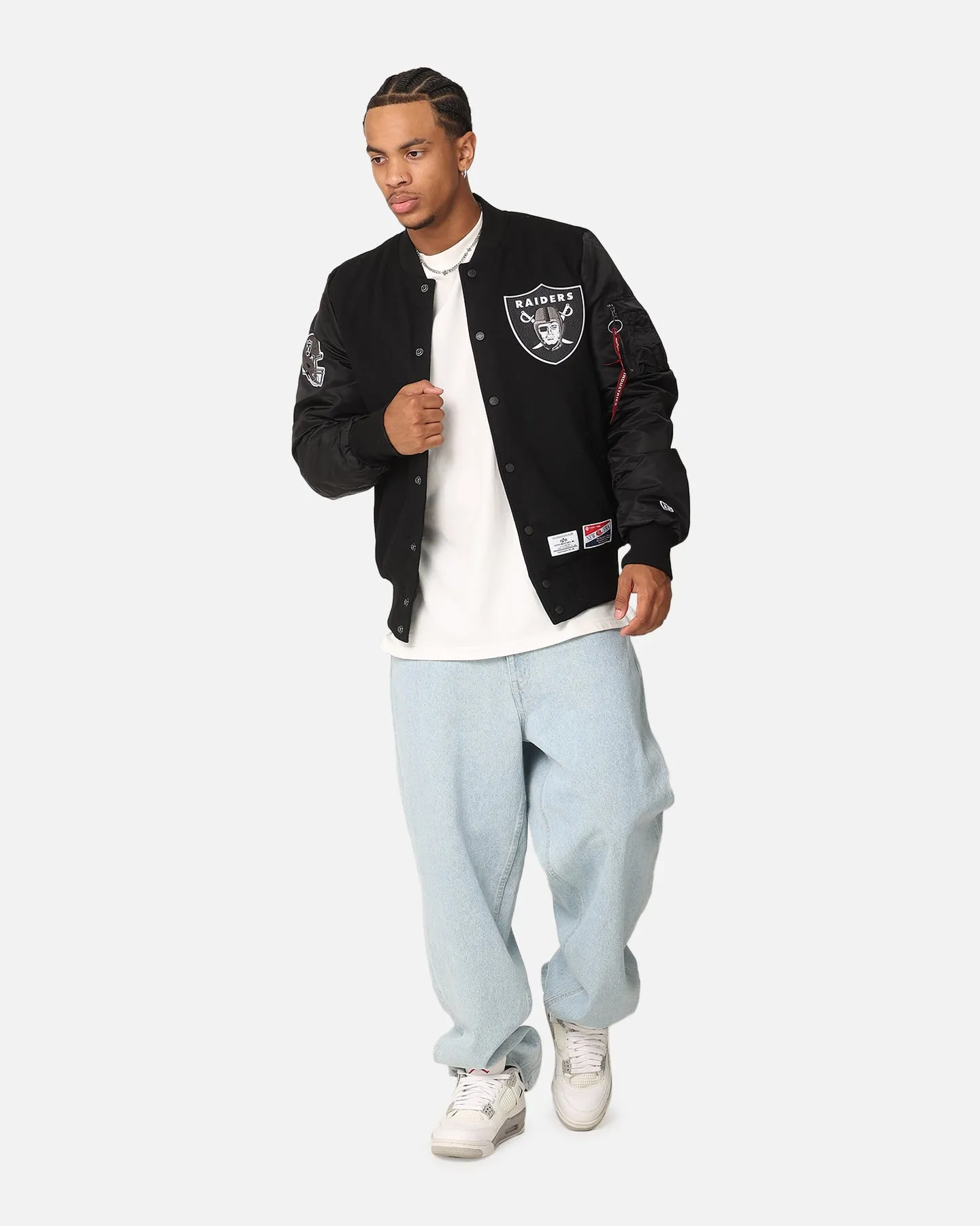 New Era Las Vegas Raiders Alpha Industries MA-1 Wool Varsity Jacket Black