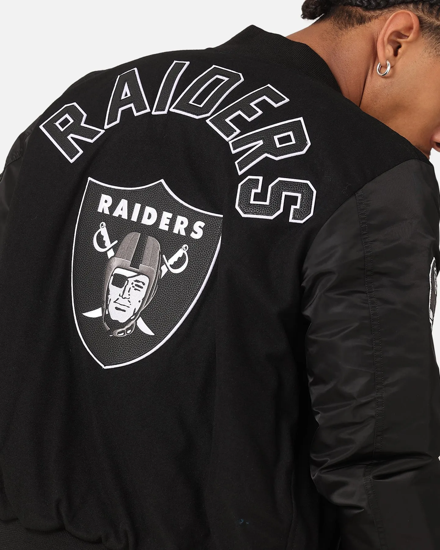 New Era Las Vegas Raiders Alpha Industries MA-1 Wool Varsity Jacket Black