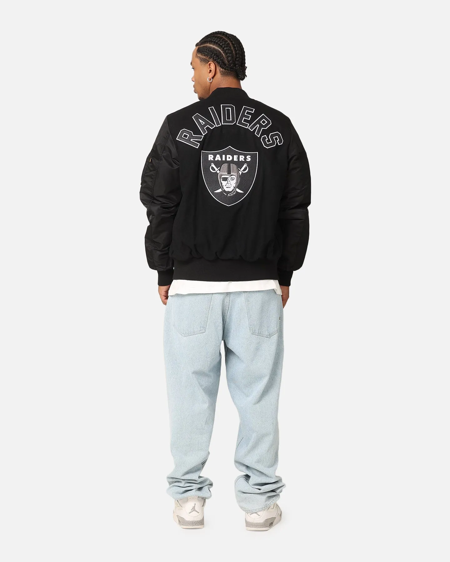 New Era Las Vegas Raiders Alpha Industries MA-1 Wool Varsity Jacket Black