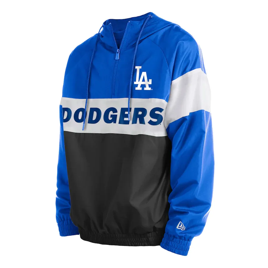 New Era Men's Los Angeles Dodgers Black Raglan Quarter-Zip Hoodie