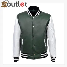 New Varsity Baseball Green White Mens Slim Fit