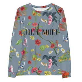 Noire Floral Sweatshirt- Pigeon Blue