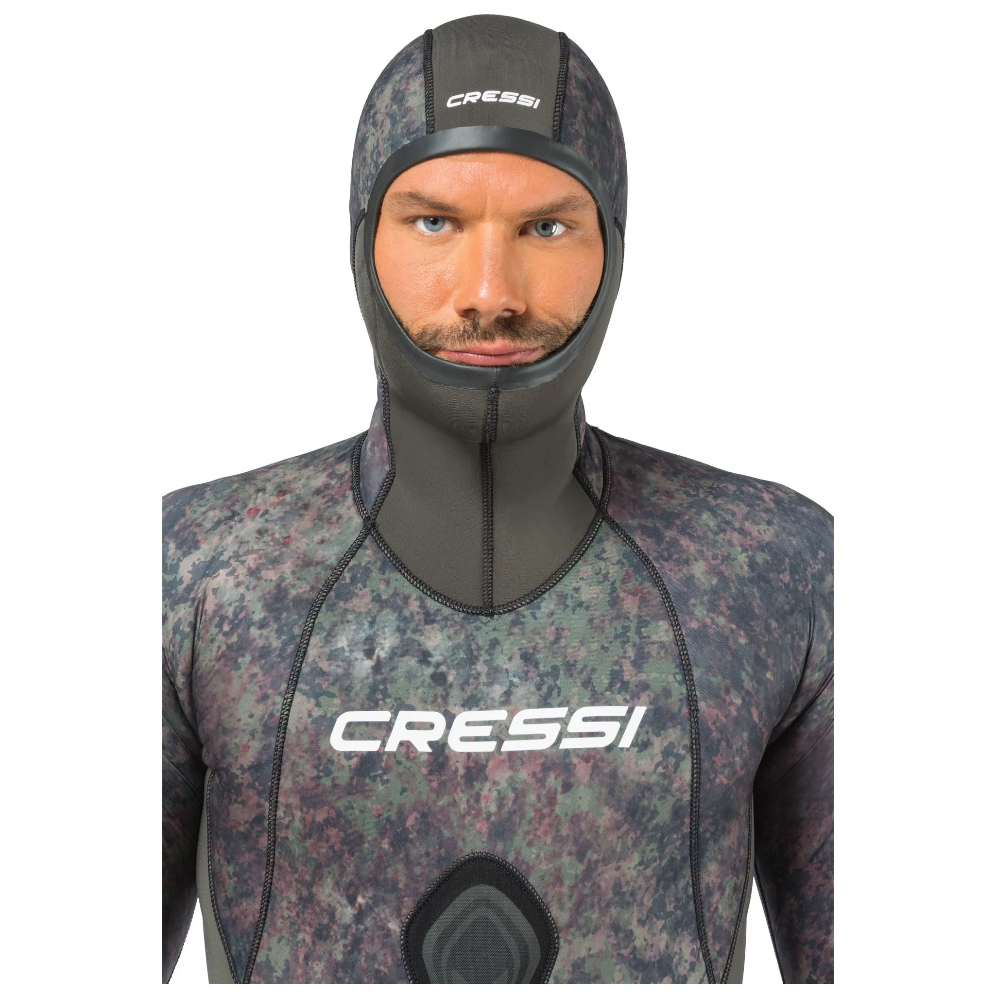 Open Box Cressi 5mm Mens Seppia 2-piece Freediving Wetsuit - Camo Grey - 2XLarge/6