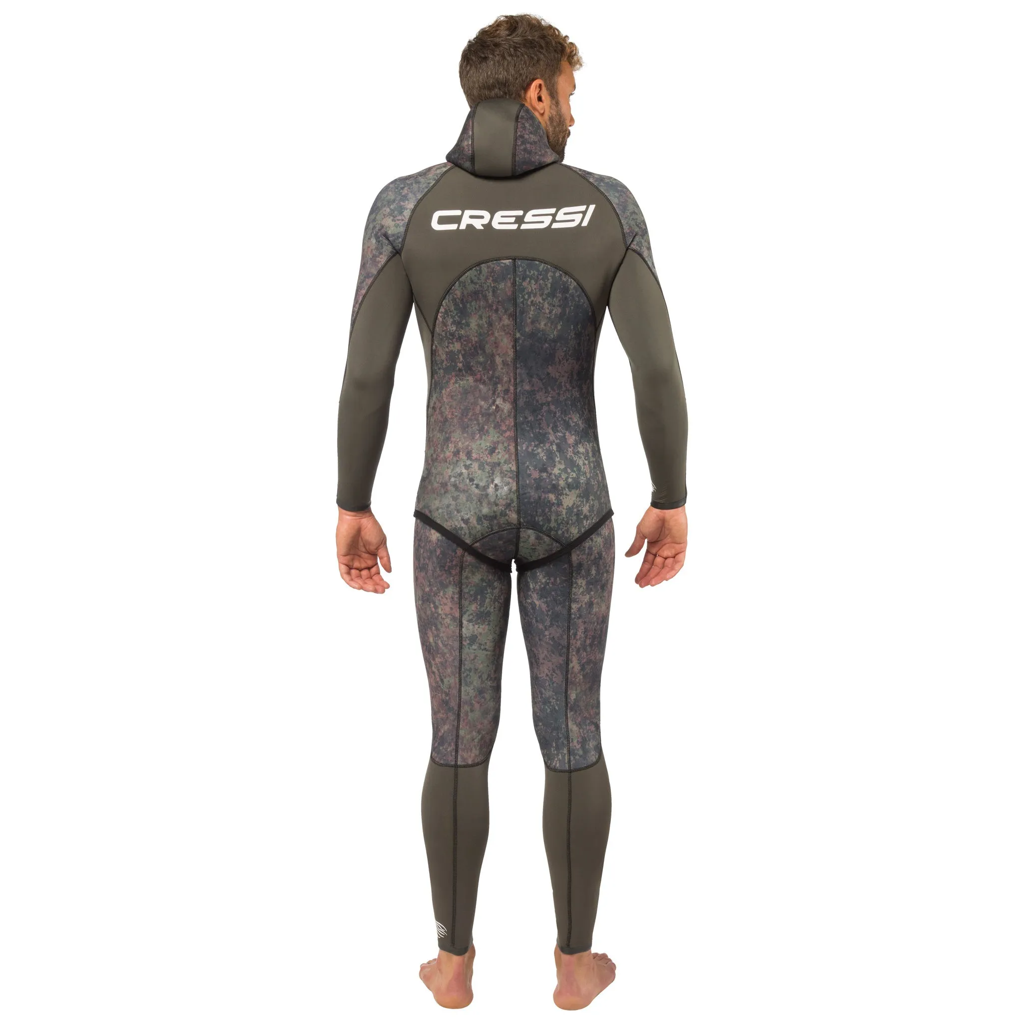 Open Box Cressi 5mm Mens Seppia 2-piece Freediving Wetsuit - Camo Grey - 2XLarge/6