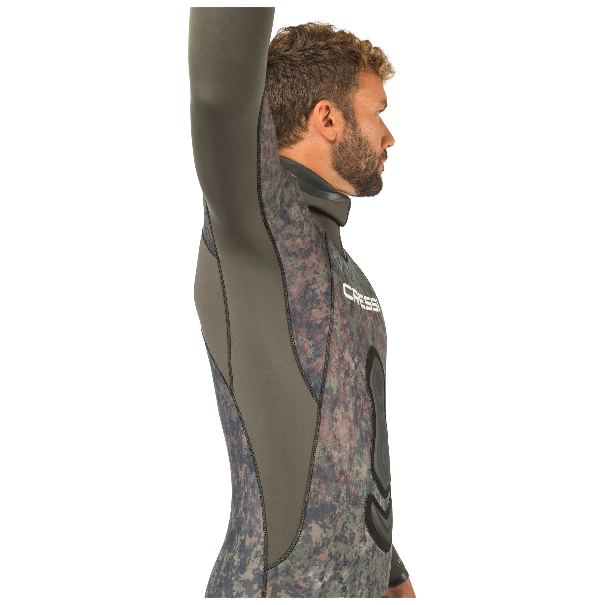 Open Box Cressi 5mm Mens Seppia 2-piece Freediving Wetsuit - Camo Grey - 2XLarge/6