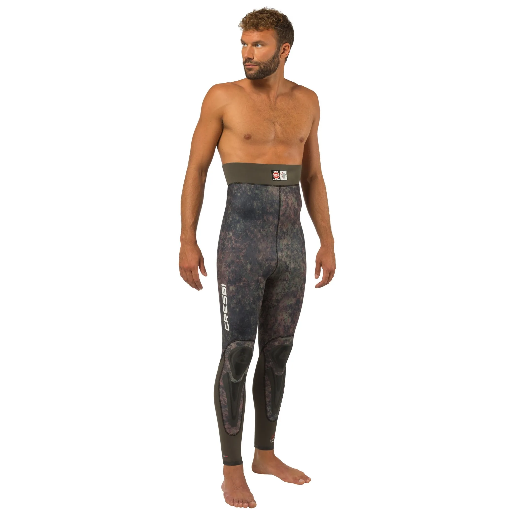 Open Box Cressi 5mm Mens Seppia 2-piece Freediving Wetsuit - Camo Grey - 2XLarge/6