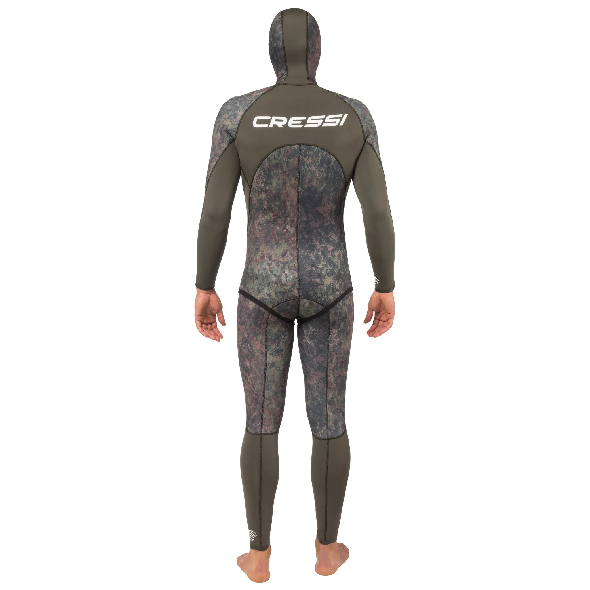 Open Box Cressi 5mm Mens Seppia 2-piece Freediving Wetsuit - Camo Grey - 2XLarge/6