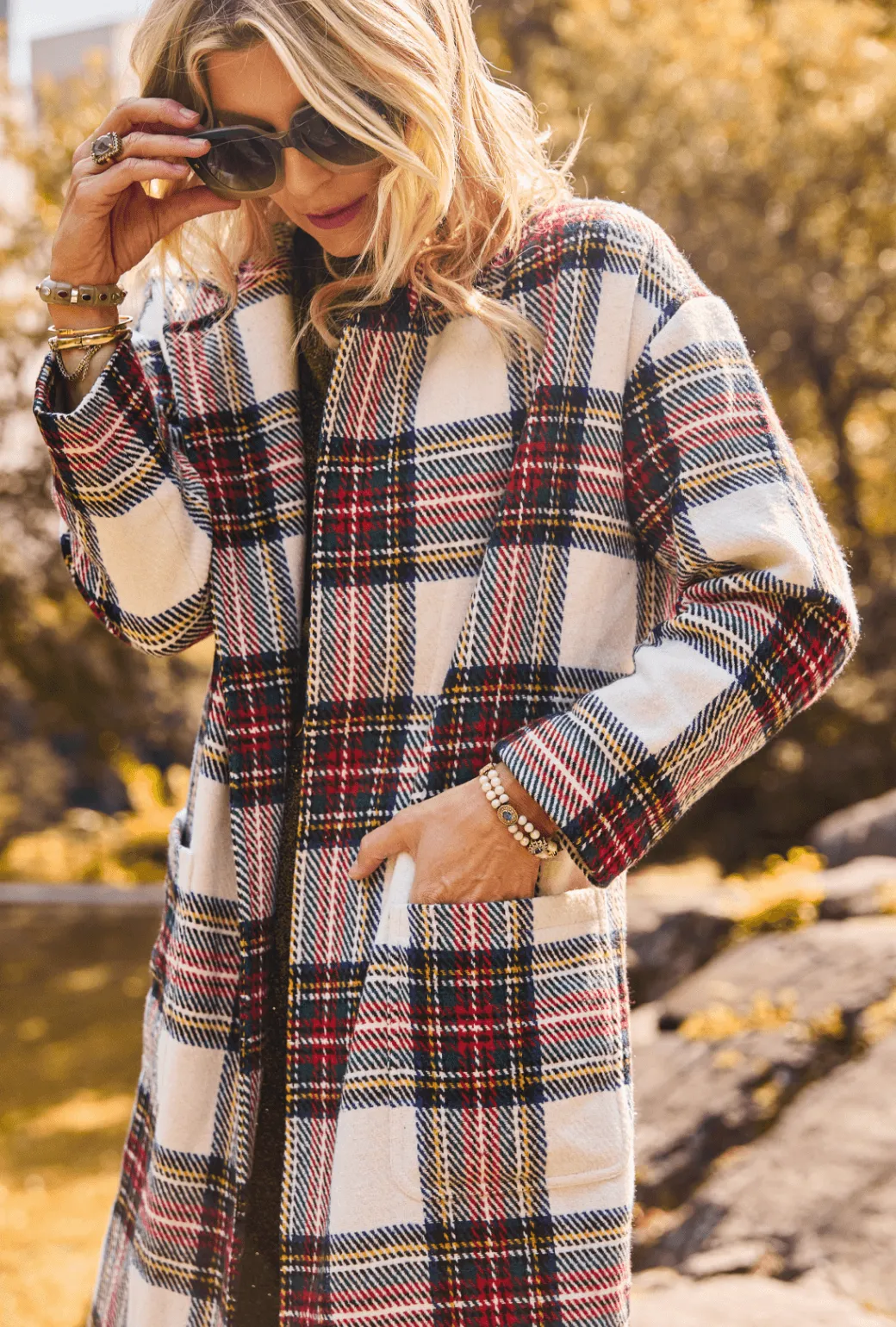 Open Car Coat - Dress Stewart Plaid