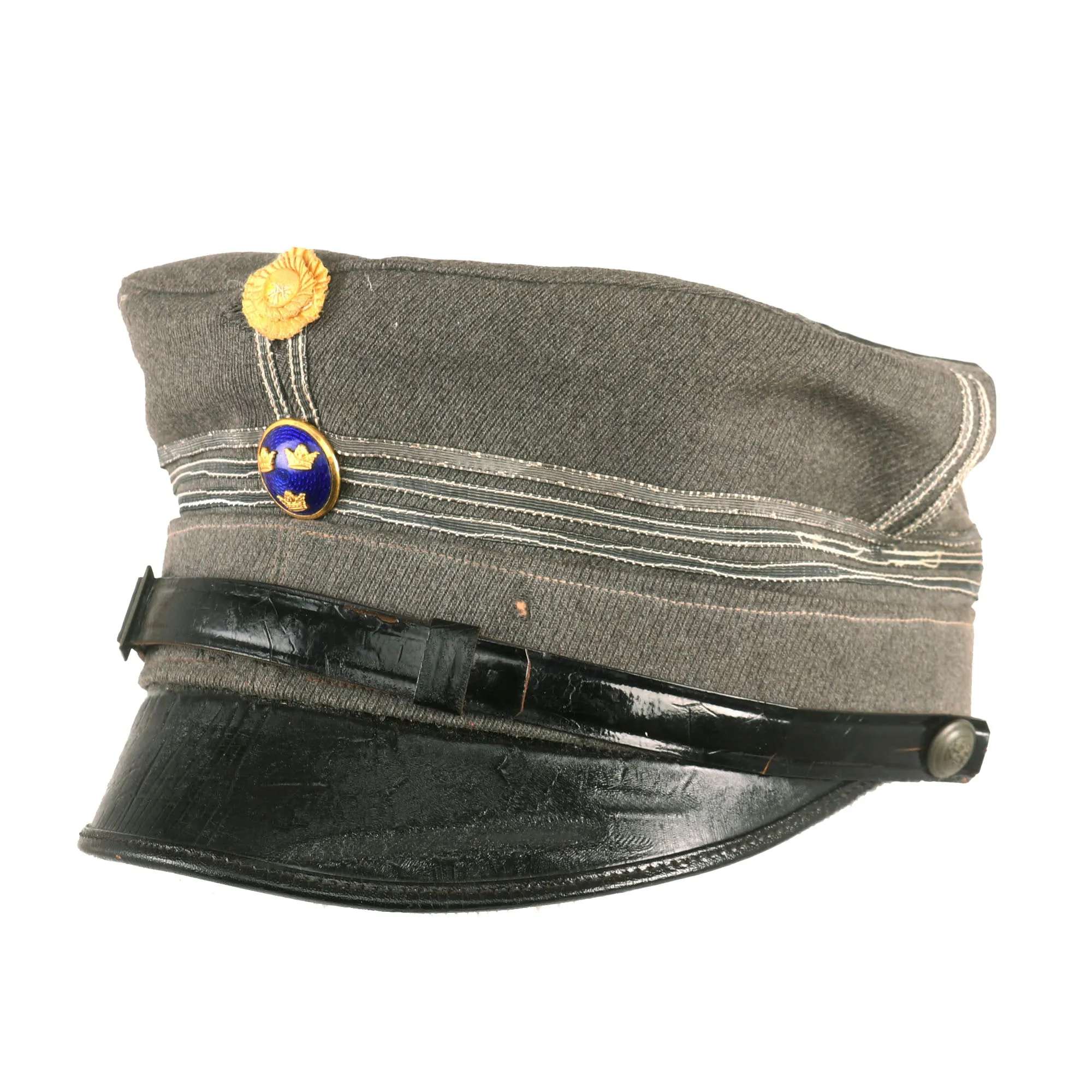 Original Swedish Pre WWII Era Model 1923 “Peaked Cap” With Yellow Cockade For A Captain