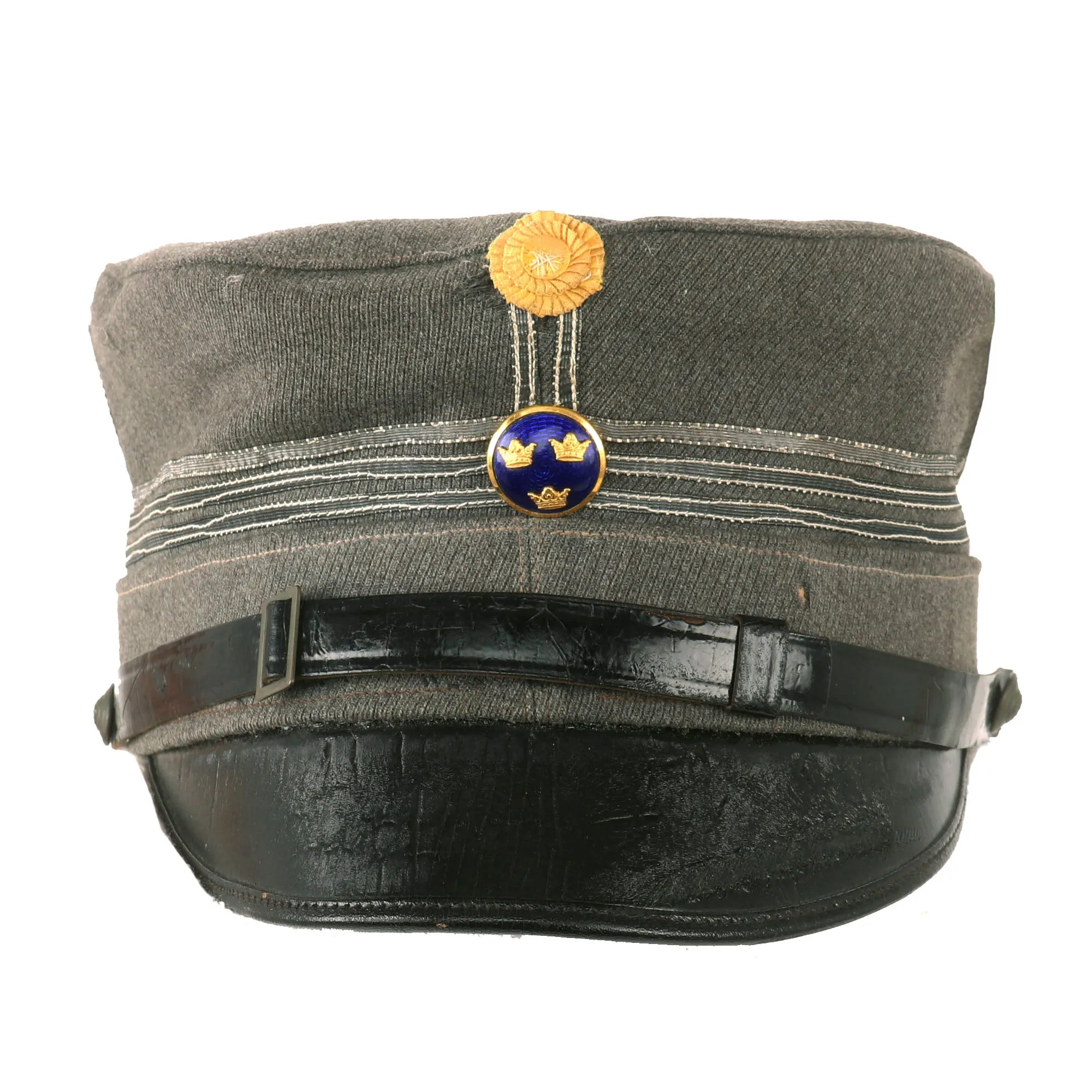 Original Swedish Pre WWII Era Model 1923 “Peaked Cap” With Yellow Cockade For A Captain