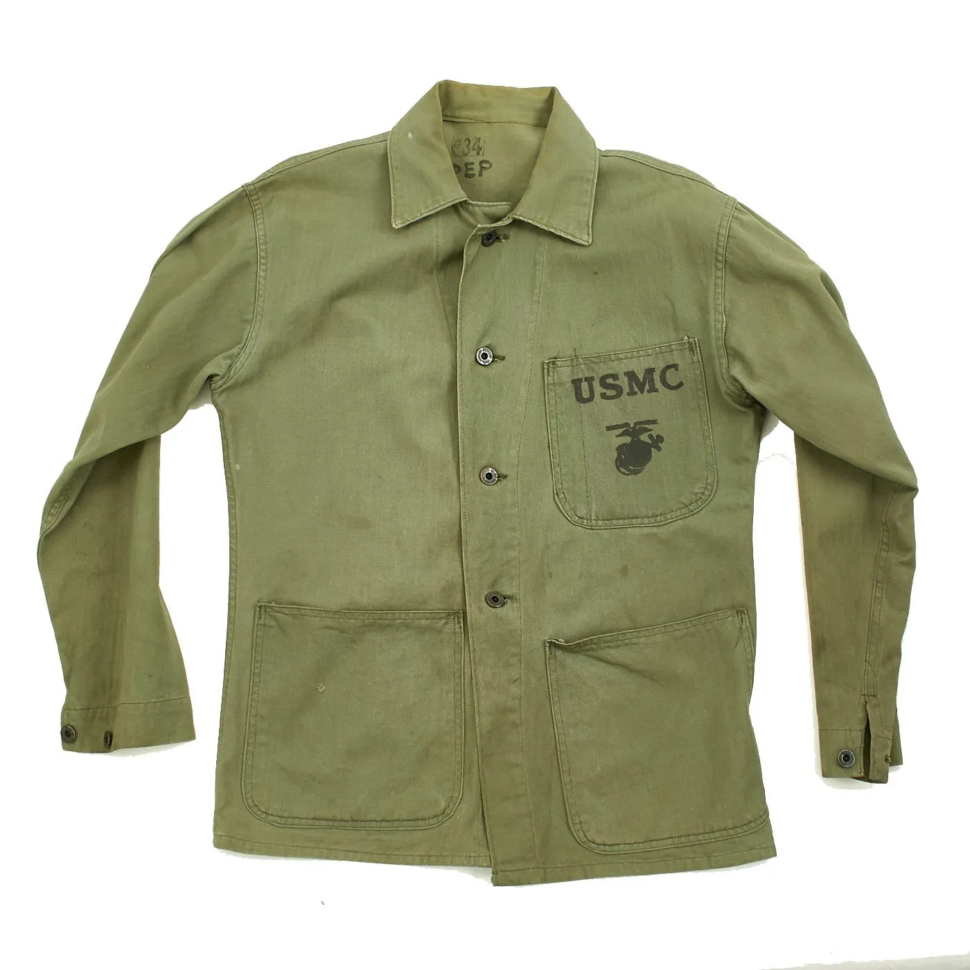 Original U.S. WWII USMC HBT Herringbone Twill P41 Utility Combat Jacket - size 34