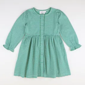 Out & About Knit L/S Dress - Green Stripe