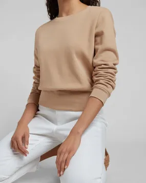 Padded Shoulder Sweatshirt in Beige