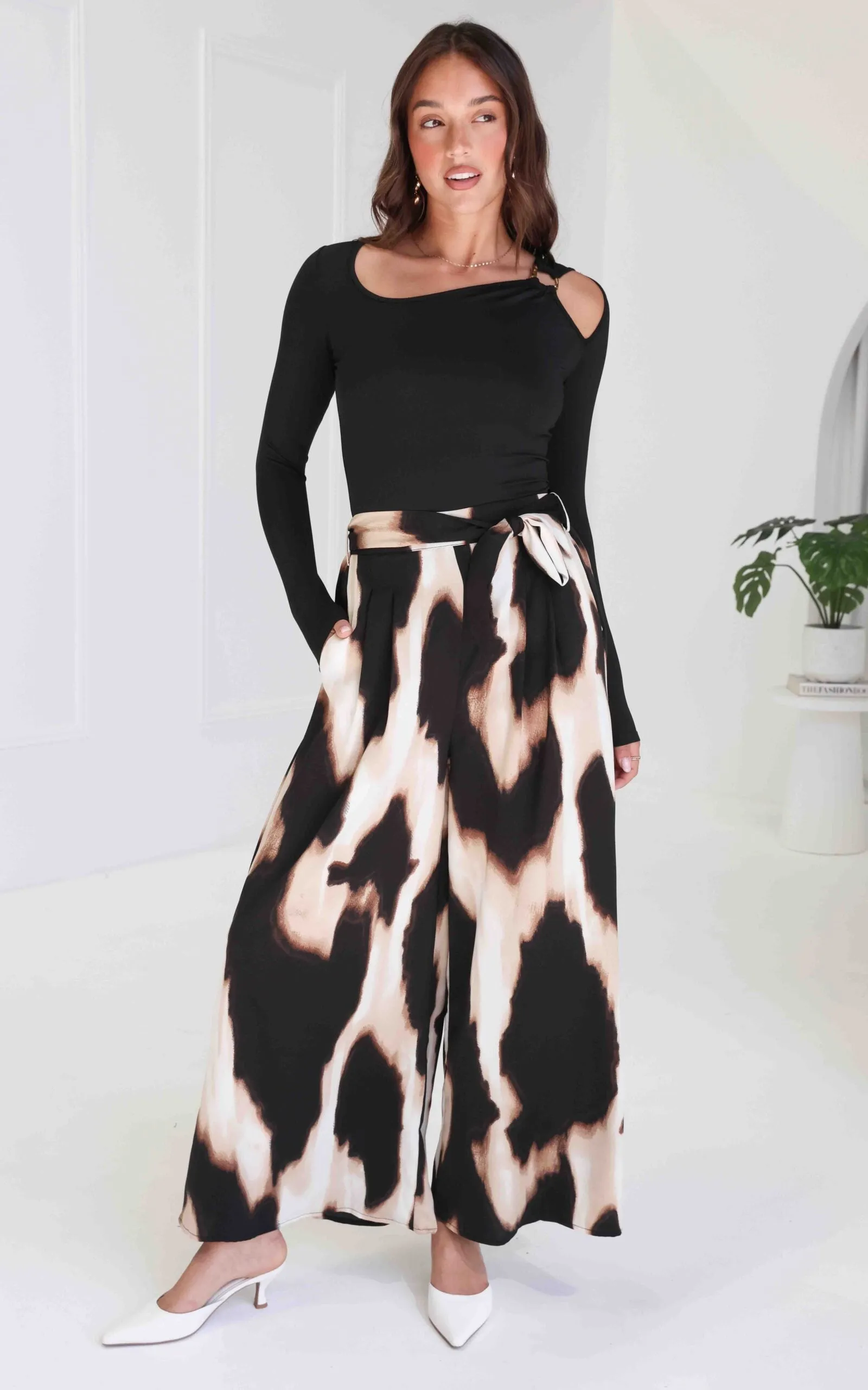 Paradise Lily Wide Leg Pants - Big Leopard Print