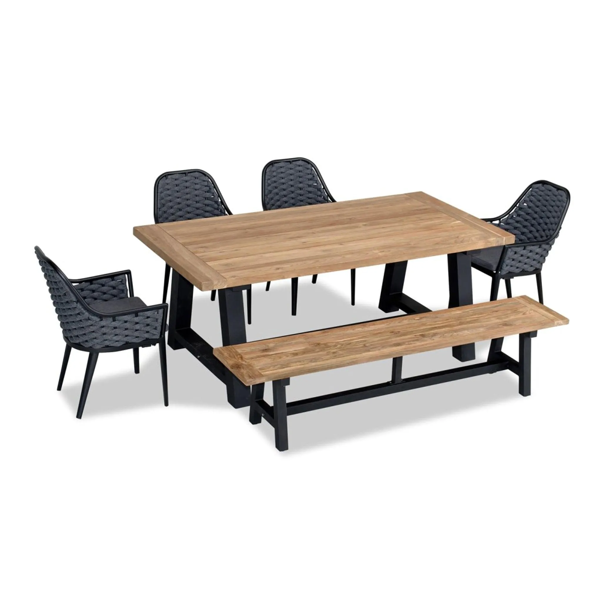 Parlor Mill 6 to 7 Seat Reclaimed Teak Outdoor Dining Set w/ Bench