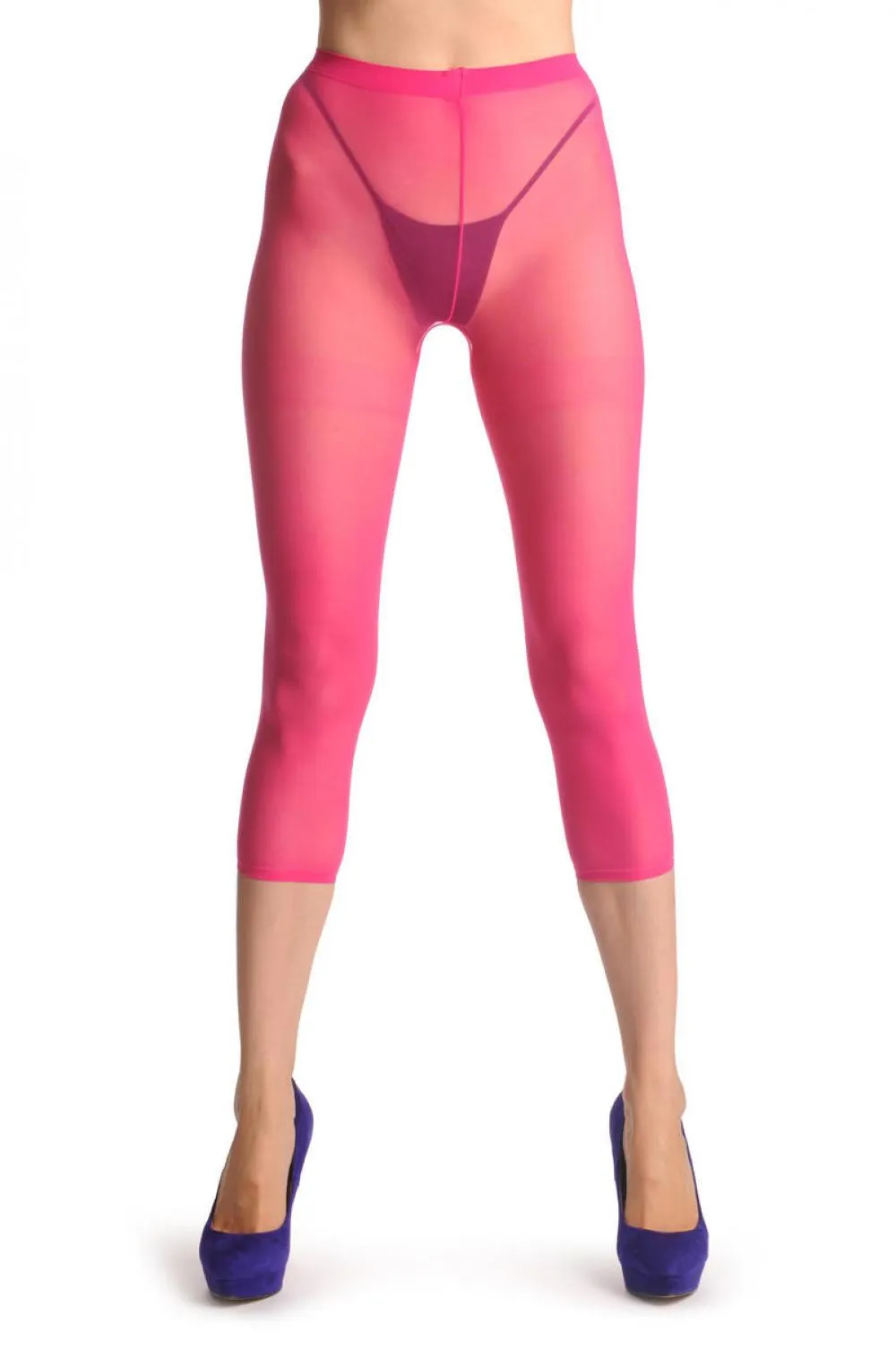 Plain Bright Pink Three Quarter Tights (Capri)