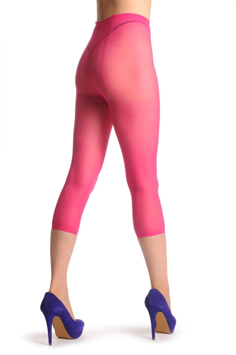 Plain Bright Pink Three Quarter Tights (Capri)