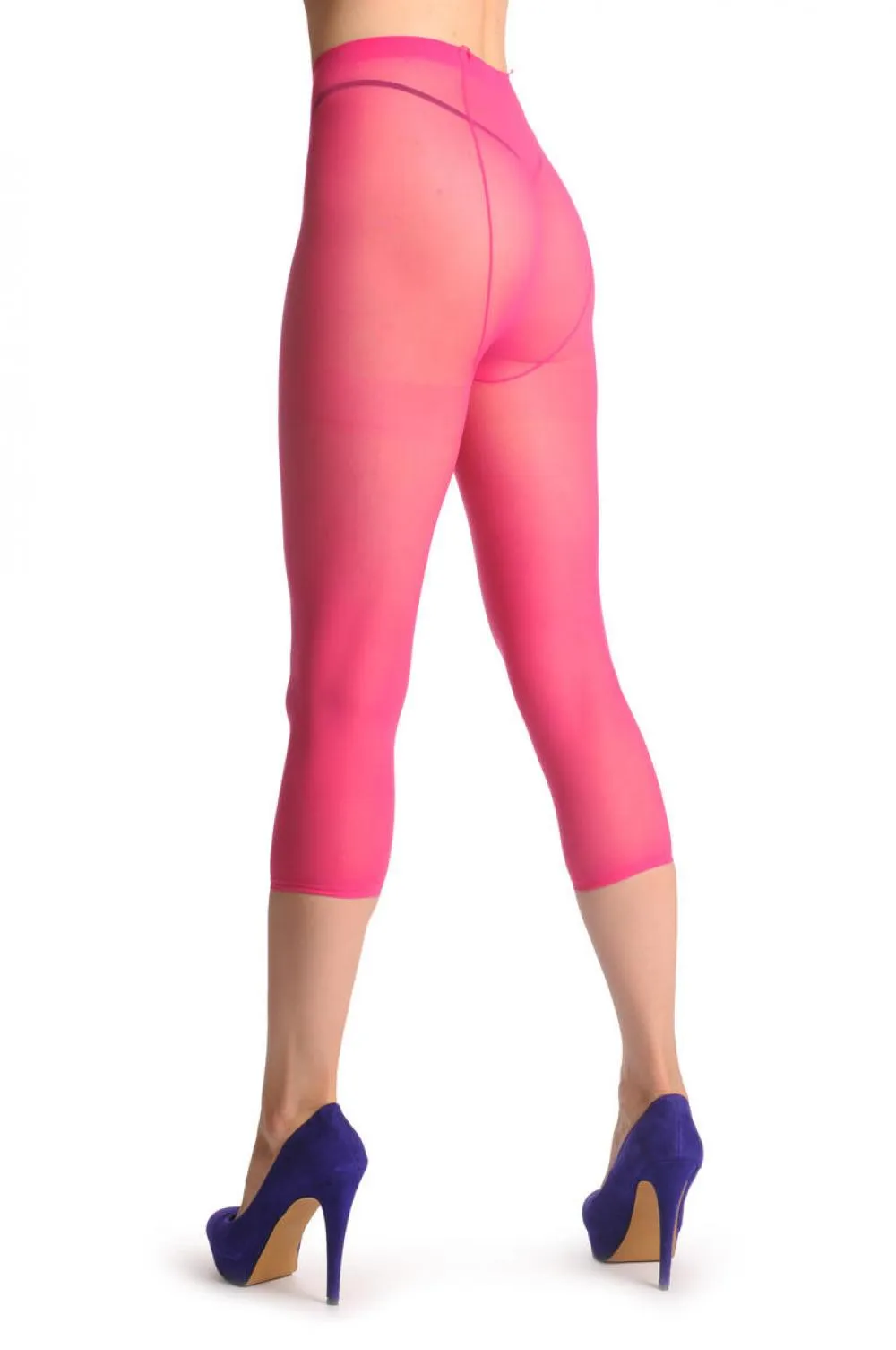 Plain Bright Pink Three Quarter Tights (Capri)