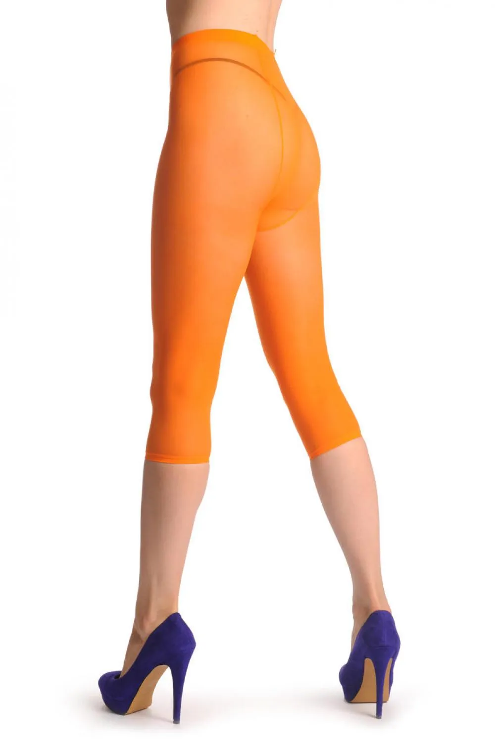 Plain Orange Three Quarter Tights (Capri)