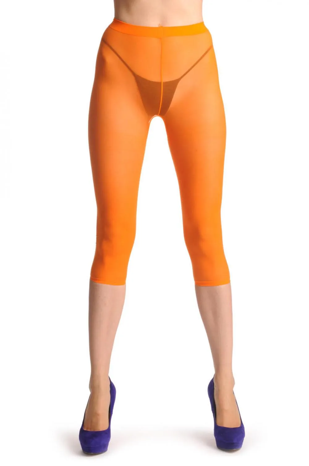 Plain Orange Three Quarter Tights (Capri)