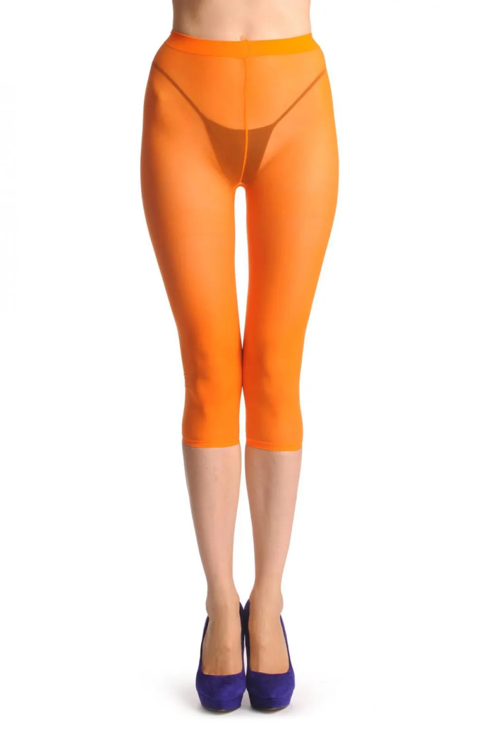 Plain Orange Three Quarter Tights (Capri)