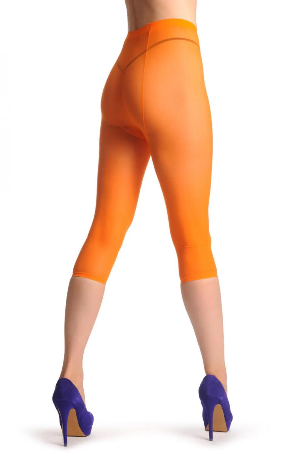 Plain Orange Three Quarter Tights (Capri)