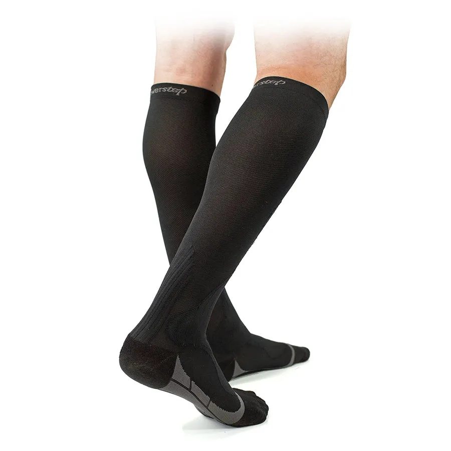 PowerStep G2 Compression Socks - Black and Gray Small : Men's 7 & Under